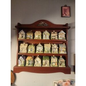 Vintage RARE Thomas Kinkade Cozy Cottage Spice Village Set W/ Original Rack